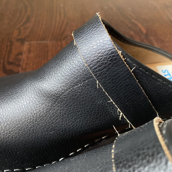 Brand new Vintage Strövels Men EUR 47 Wood Sole Leather Upper black - Picture 4 of 11